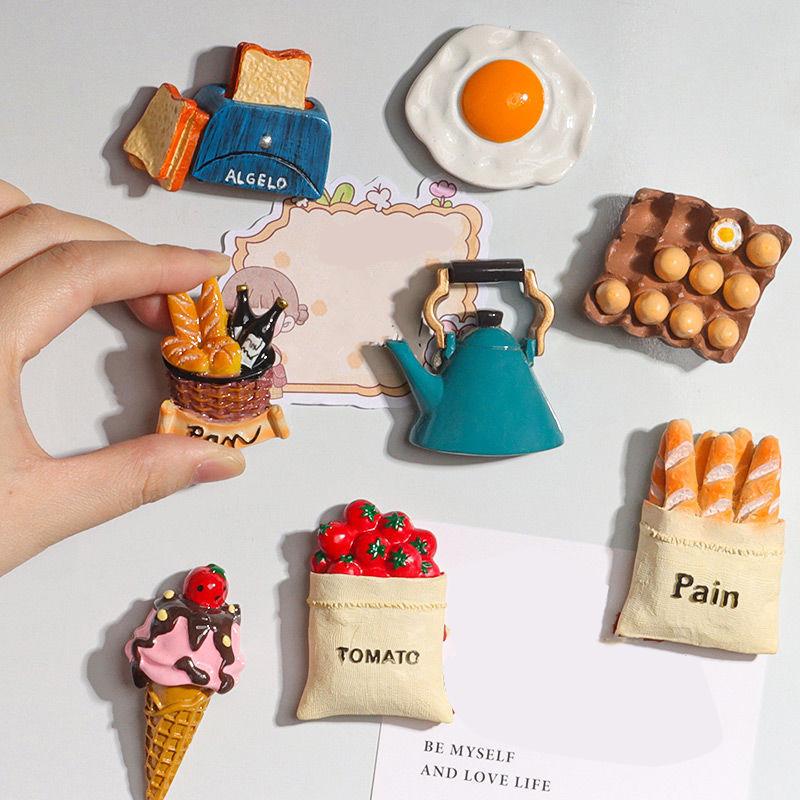 3D Simulation Food Refrigerator Sticker Mini Fun Knife Magnetic Refrigerator Magnets Fried Egg Home Decoration Neodymium Magnets