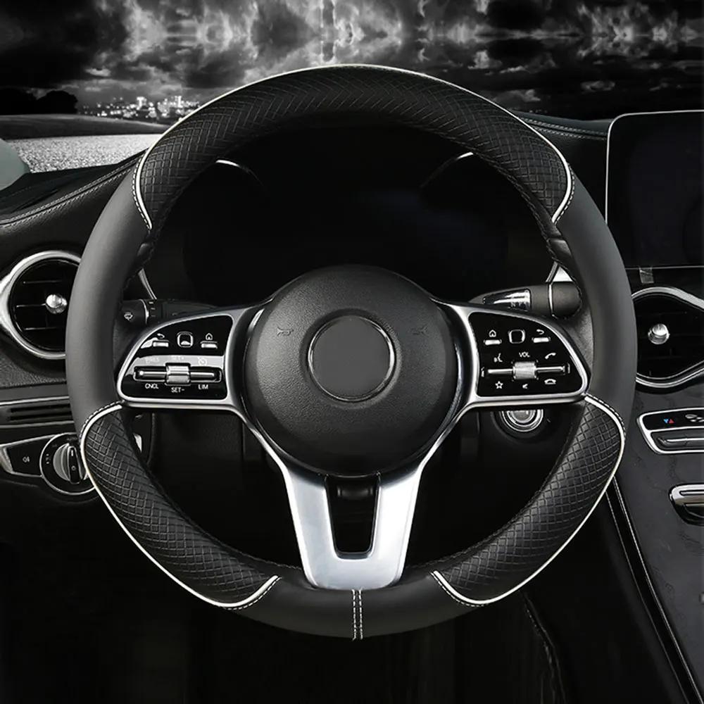 1Pc Universal Car PU Leather Steering Wheel Cover Universal Car Interior Decoration Protection Steering Wheel Cover Accessories