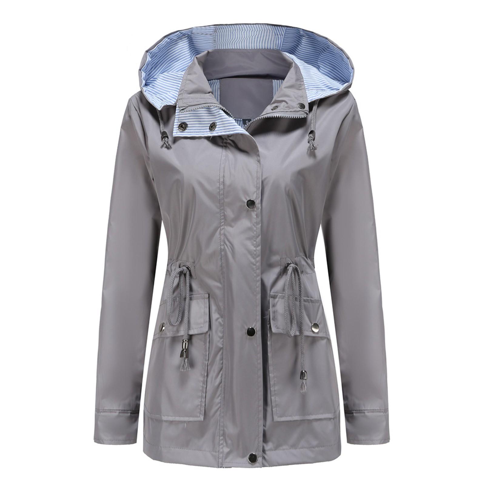 

Women s Long-sleeved Detachable Hood Windbreaker Women s Plus Size Jacket Coat M