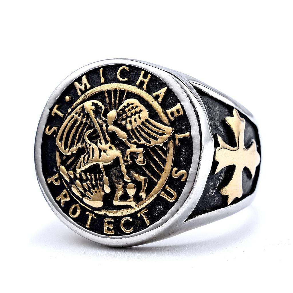 Vintage Erzengel Titanstahlring für Herren Stilvoller Langlebiger Titanring