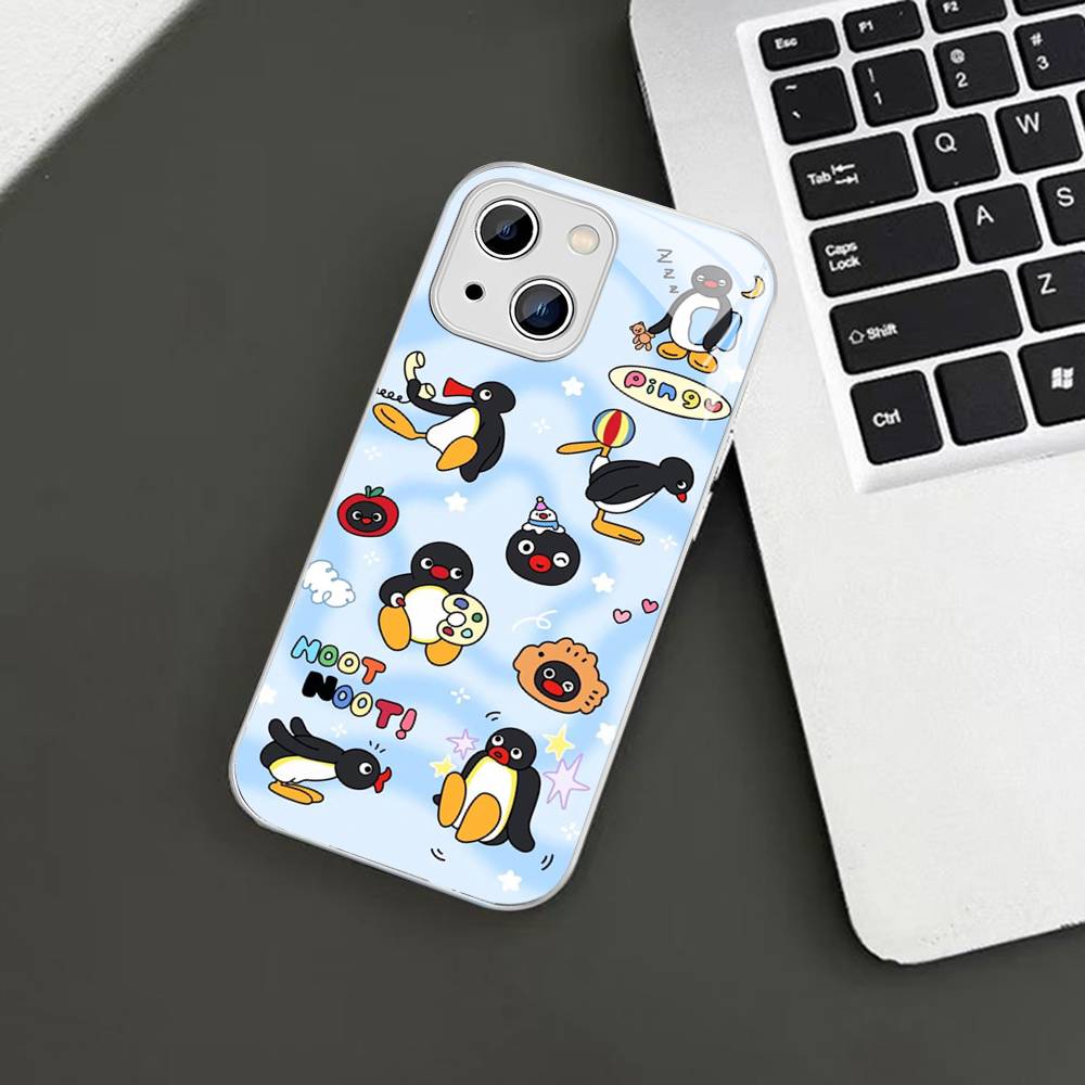 

Funny Cartoon P-Pingu For IPhone 14 13 12 Mini 11 Pro XS Max X XR 14 Plus Tempered Glass Cover iphone 11 pro