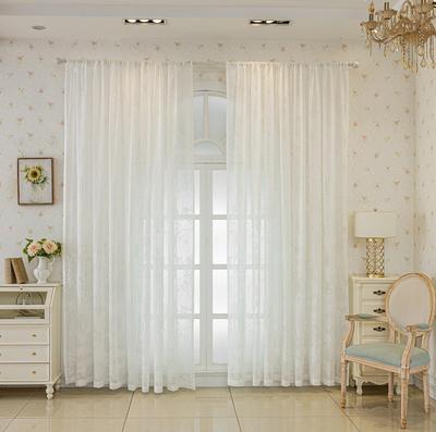 Elegant Translucent White Jacquard Sheer Curtain - Soft, Light Luxury Texture for a Gentle Atmosphere