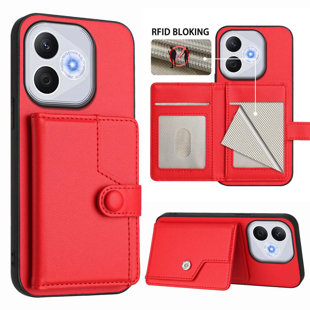 For Honor X70i/Honor 400 Lite 5G Case RFID Blocking Card Holder Kickstand TPU + PU Leather Phone Back Cover