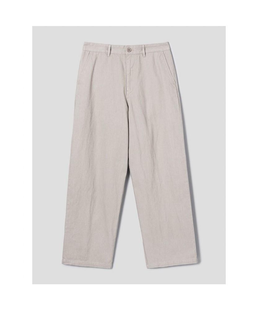 8SECONDS Washed Cotton Wide Tapered Fit Pants Beige