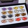 Fashion Metal Half Frame Diamond Sunglasses for Men Women Trendy Small Frame UV Protection Glasses