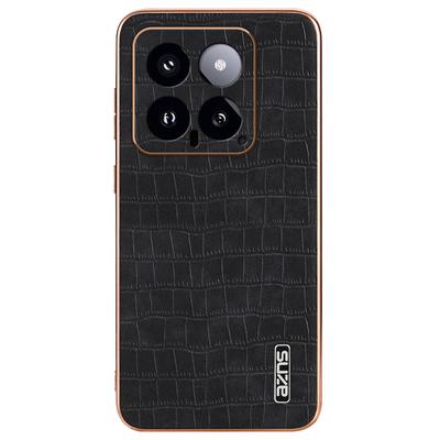 AZNS For Xiaomi 14 Case PU Leather Classic Crocodile Pattern Back Cover