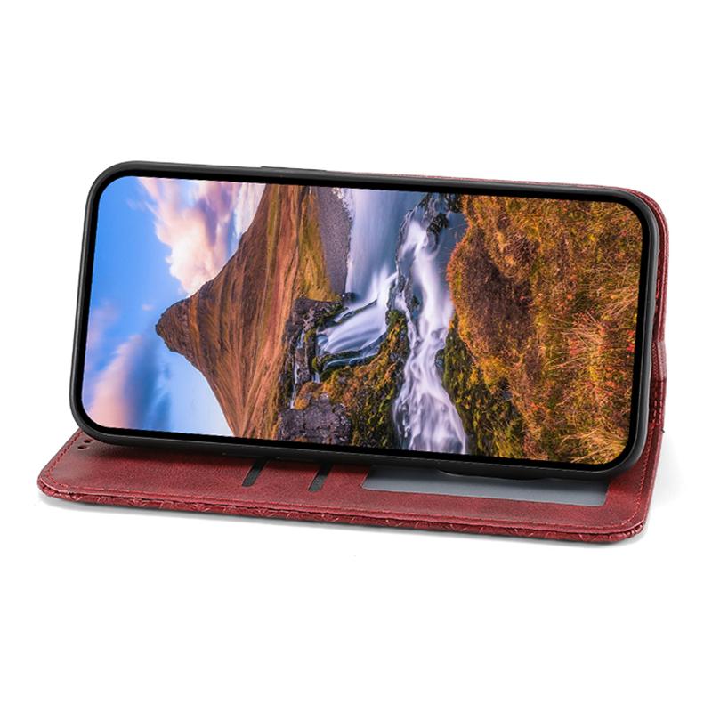 

For Xiaomi 14 Phone Case Scratch-proof PU Leather Imprinted Wallet Cover Red