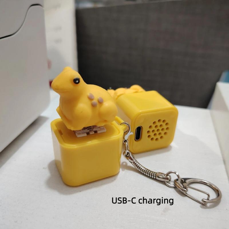 Funny Chicken Frog Keyboard Fidget Toys Keychain Finger Button Clicker Decompression Toys With Colorful Lights Rechargeable Toy