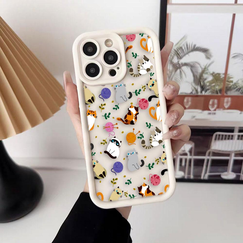 Cute Cat Charming Phone Case For iPhone Apple 17 AIR 16 16E 11 12 13 14 15 XR Plus Pro Max DIY Case TPU Shockproof Cover Capa