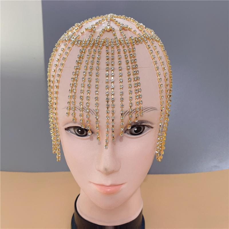 European And American Jewelry, Full Diamond Long Fringed Hair Chain, Exaggerated Forehead Chain Rhinestone Headband Women'S Hair Chain
