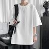Men's Solid Color Waffle T-Shirt, Hong Kong Style, Short-Sleeved, Korean Trend, Loose Fit, Five-Point Sleeve.