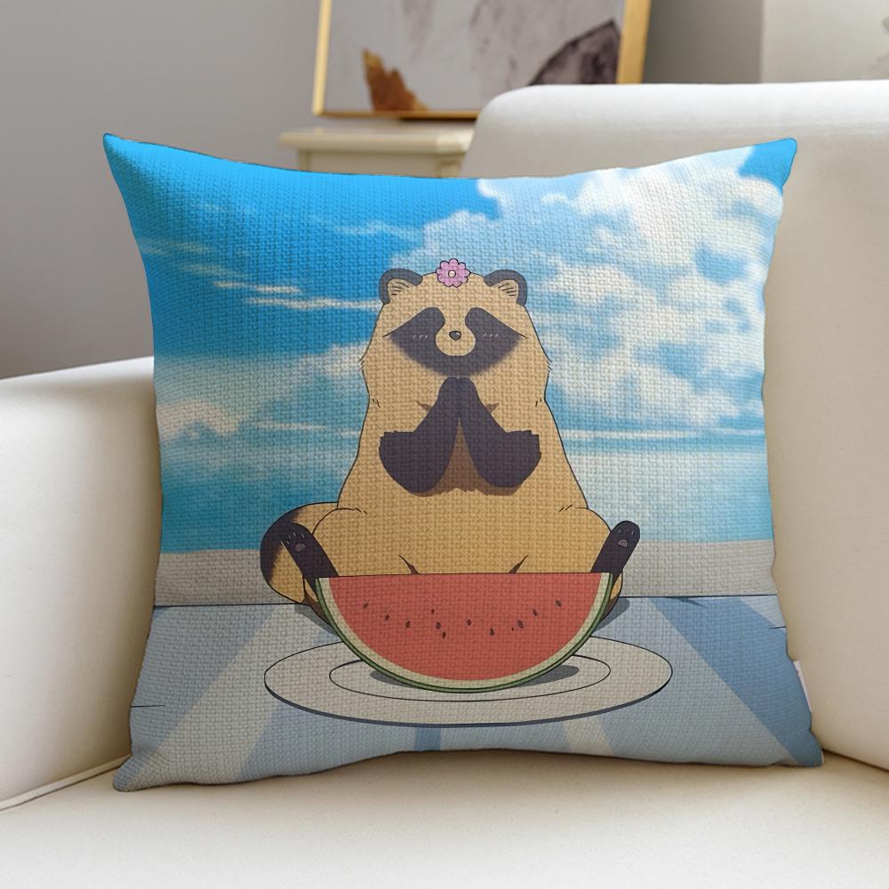 you and the rain tanukiS Cushion Cover Breathable and skinfriendly linen pillowcase square removable and washable cushion