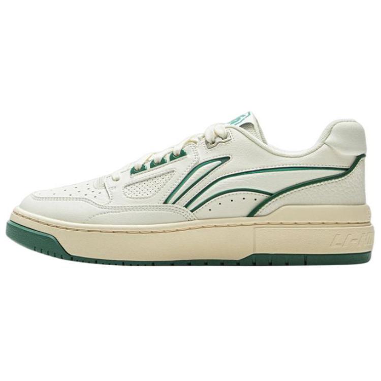 New LiNing New Arrival Coverage Slip Resistant Cushioning Abrasion Resistant Low Top Skateboard Shoes Unisex Beige Green ABCV007-4