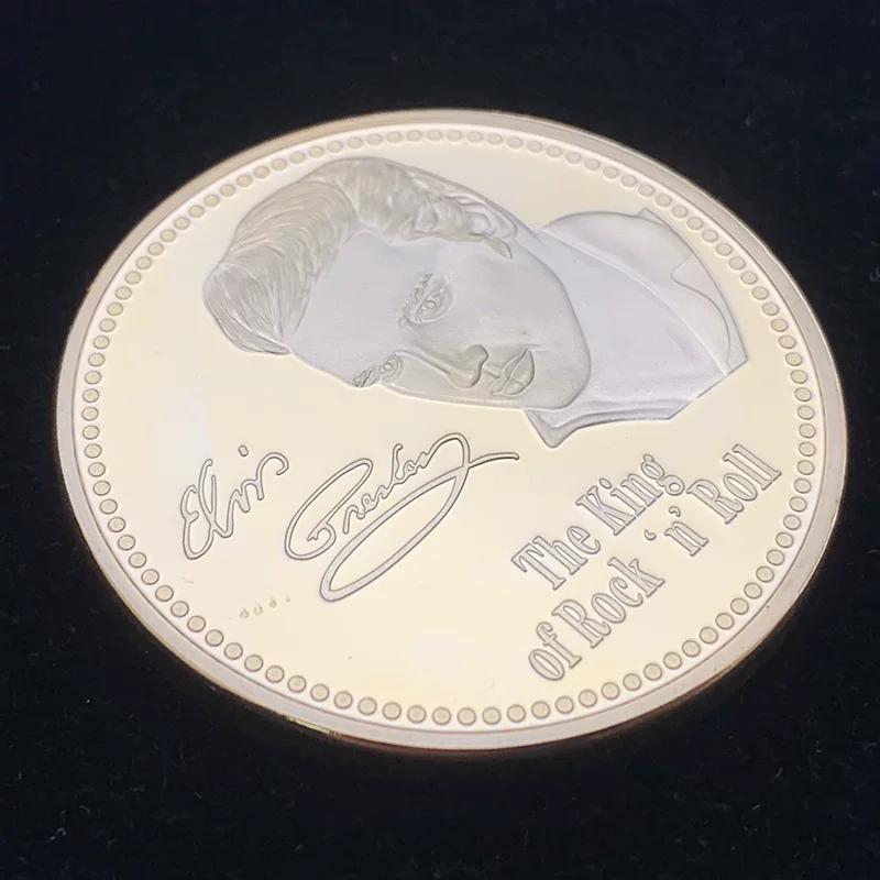 Gibraltar Elvis Presley Gold Plated Commemorative Coin Collection Gold Coin Star Tooth Fairy Love Coin Commemorative Medal