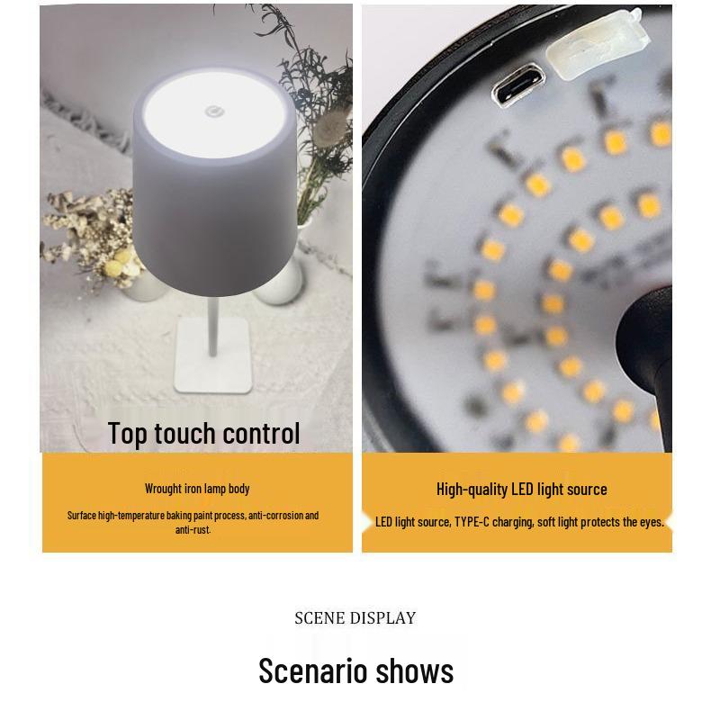 Nordic Wrought Iron Touch Table Lamp - Modern Minimalist Bedside Night Light