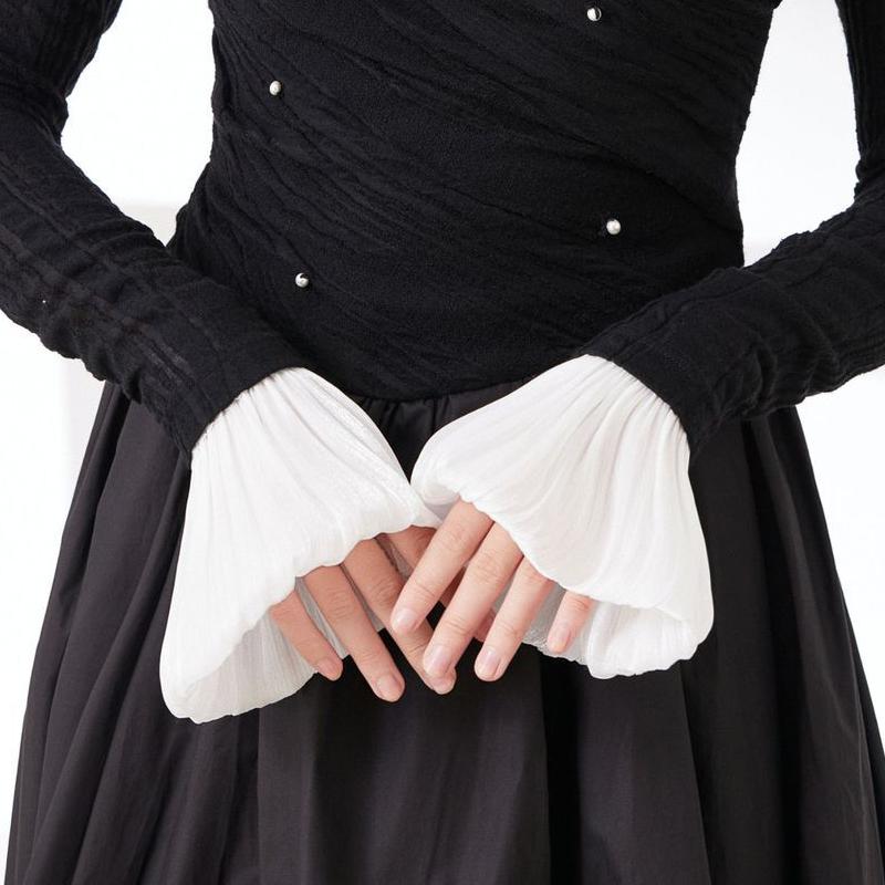 Elegant Tulle Decorative False Sleeves Detachable Wrist Cuffs Sweaters Dress Shirt Accessories Elastic Hand Cuffs