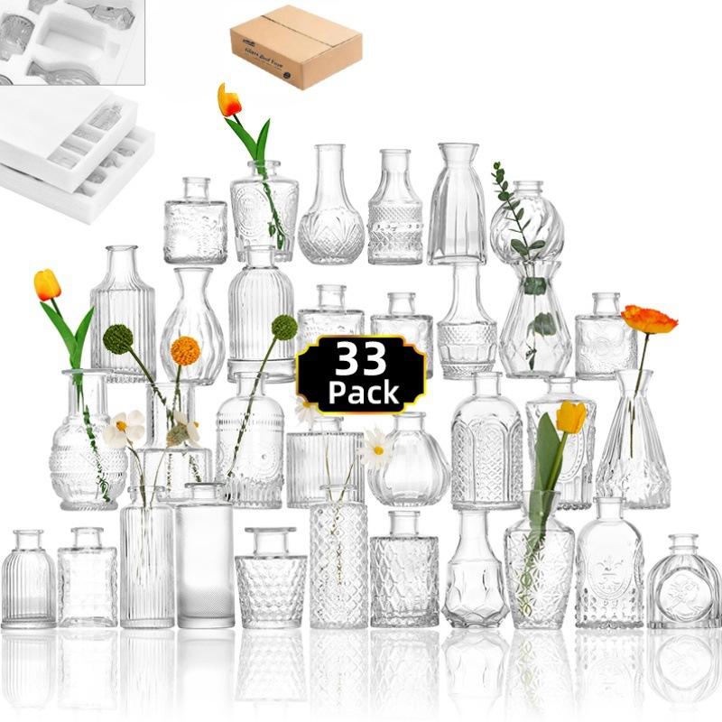 Clear Bud Vases Bulk Small Flower Vases for Wedding Decor Glass Vintage Bottle Set for Centerpieces Home Decor Bottles