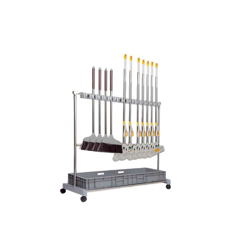 

ELAYUR Stainless Steel Mop & Cleaning Tool Organizer with Drain Basin