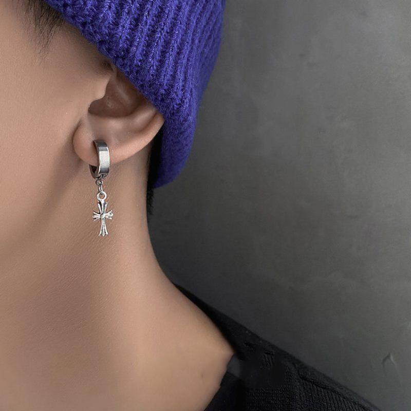 Cross-shaped Earrings with A Retro and Unique Style, Suitable for All Occasions, for Men. High-end and Stylish Ear Pendants.