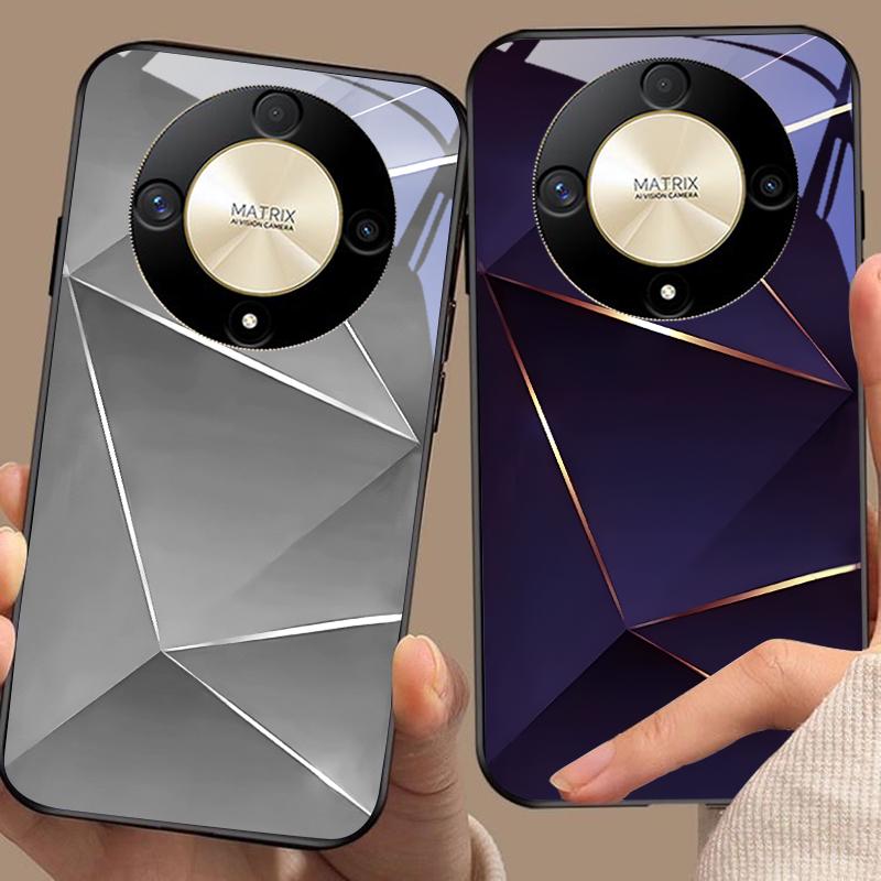 Geometric Prism For Honor Magic 6 50 70 90 Lite X7b 200 Pro Nova 10 Nova 5T X6 P30 Pura 70 Ultra Tempered Glass Phone Case