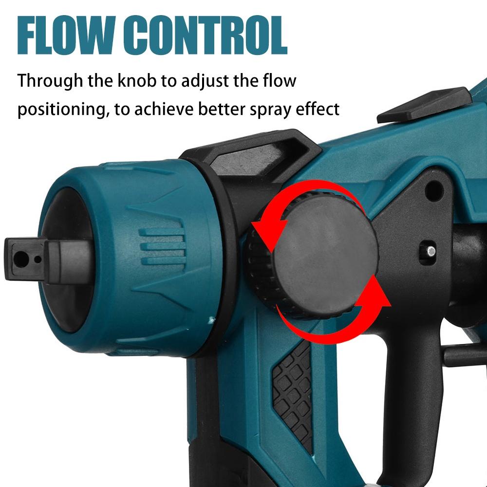 1500W 800ML 88VF Pistola elétrica sem fio com 3 bicos de controle de fluxo Aerógrafo Pulverizador de tinta de alta potência
