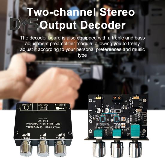 

Плата підсилювача стереоаудіоприймача 2-канальна конструкція з низьким рівнем шуму Стереовихід Сумісний із Bluetooth 5.0 Модуль плати декодера чорний