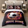 Soccer Theme Custom Text Or Name 3Pcs Bedding Set 1 Flat Sheet & 2 Pillowcases Personalized Home Bedding