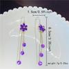 Elegant Purple Rhinestone Drop Earrings for Women Trendy Shiny Crystal Flower Long Tassel Earrings Girls Wedding Jewelry Gift