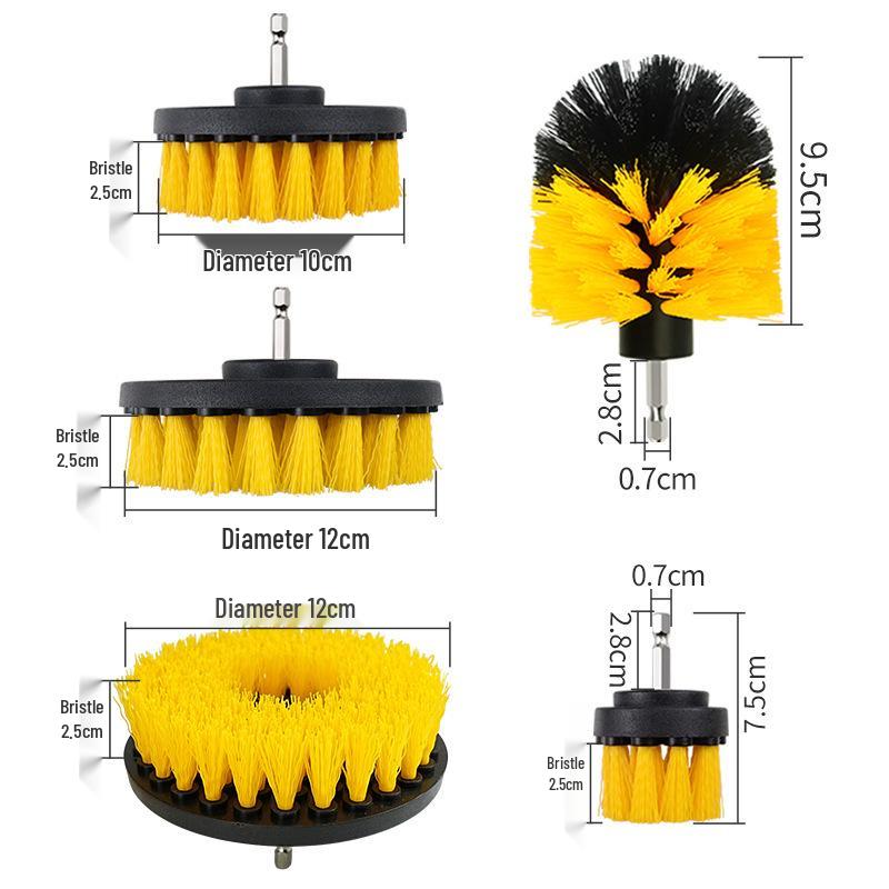 5-Piece Electric Drill Brush Set for Cleaning: Brush Heads, Bristle Brush, Car Wheel Brush