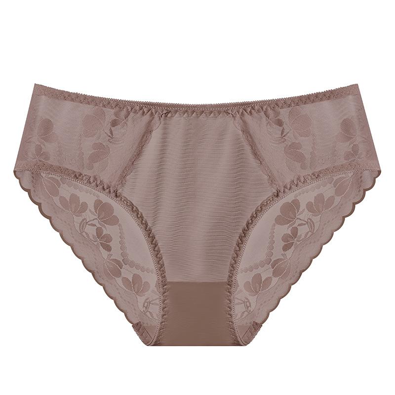 Big Size Lady Summer Sexy Lace Hollow Jacquard Seamless Breathable Triangle Briefs