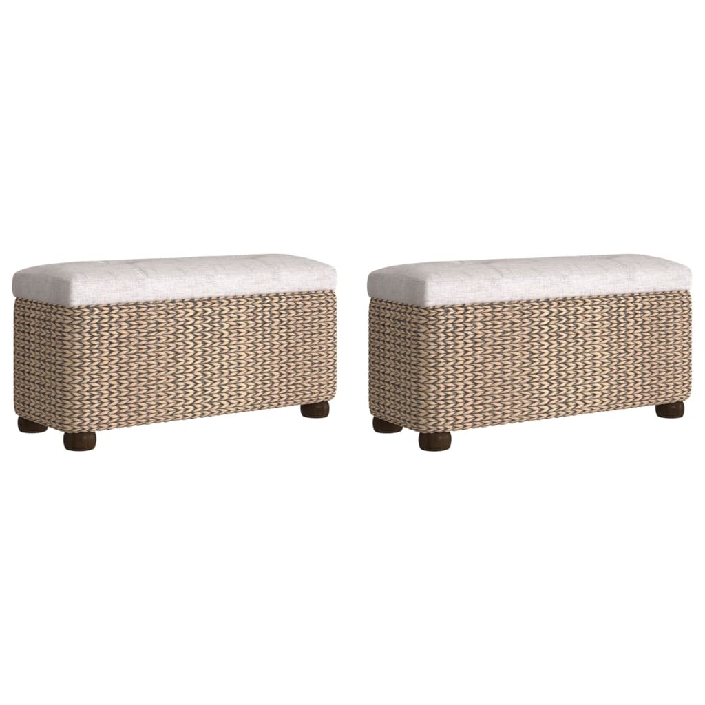 Vidaxl Panchine con Contenitore e Cuscino Grigio, 2 Pezzi, 69 Cm, Bastone da Acqua