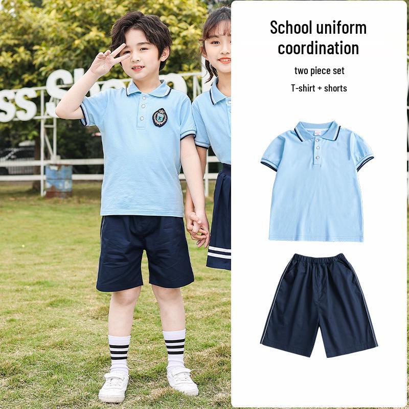 British Style Summer Kids' School Uniform Set - Boys & Girls Two-Piece Performance Wear