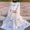 Middle East Dubai New Fashion Casual Loose Bow Embroidered Robe Long dress Belted Dress Robe