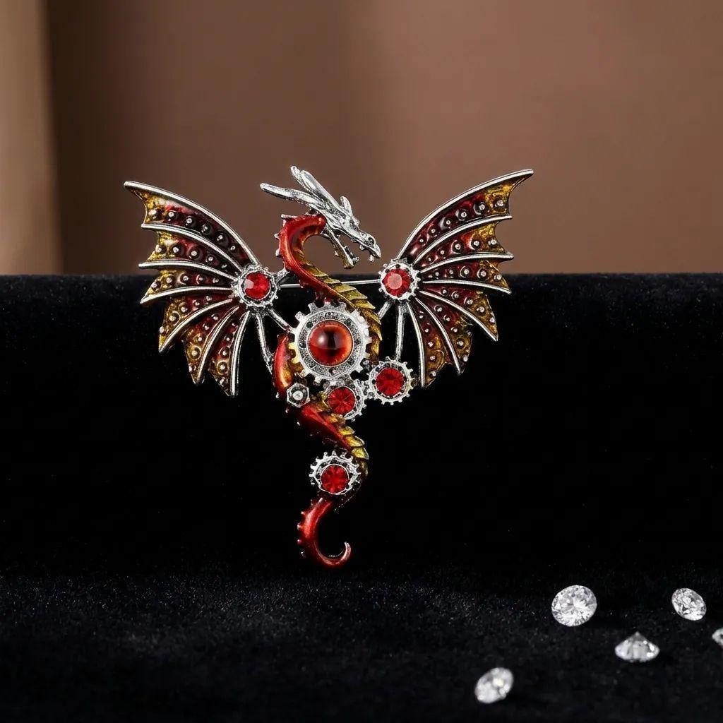 Dragon Mechanical Brooch With Zinc Alloy Material For Gothic Fashion And Giftgiving