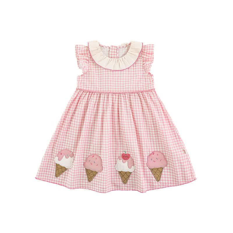Youyou Girls Ice Cream Patch Short Sleeve Dress 90cm розовый