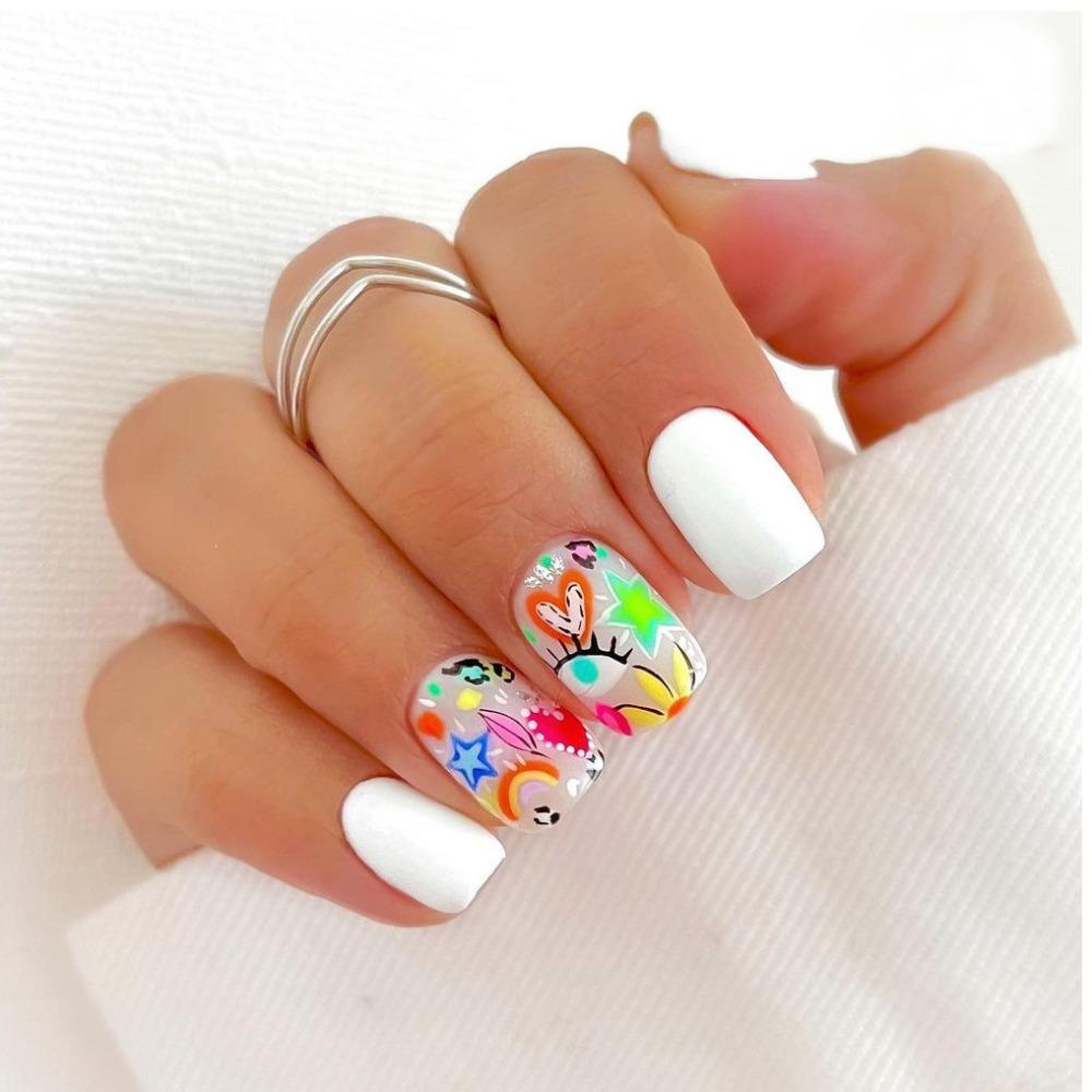 

Halloween French Fake Nails Wearable Manicure Nail Tips Waterproof False Nail Girl