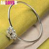 925 Sterling Silver Gold Flower Bangle Bracelet Jewelry