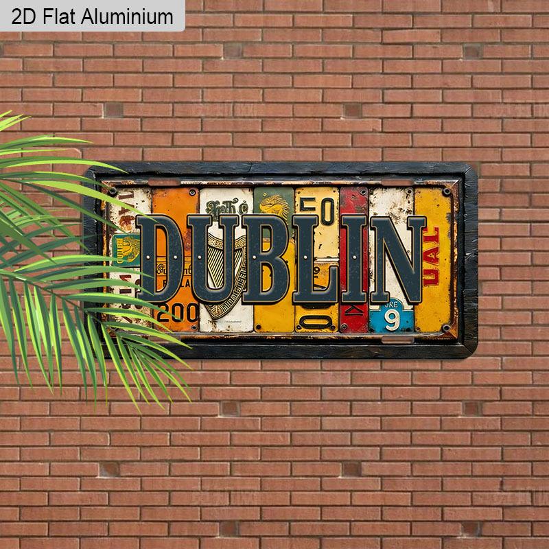 Vintage Dublin Collage Aluminiumschild 12''×6'', Retro Wandkunst für Zuhause Balkon Innenhof, Ideales Geschenk für Irland Reisefans