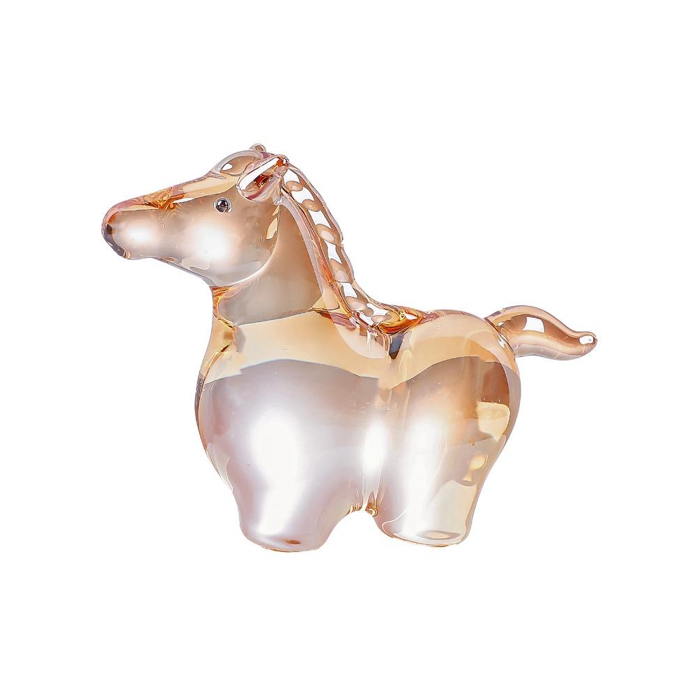Colorful Decorative Crystal Horse Statue Glass Animal Sculpture  Office Decoration