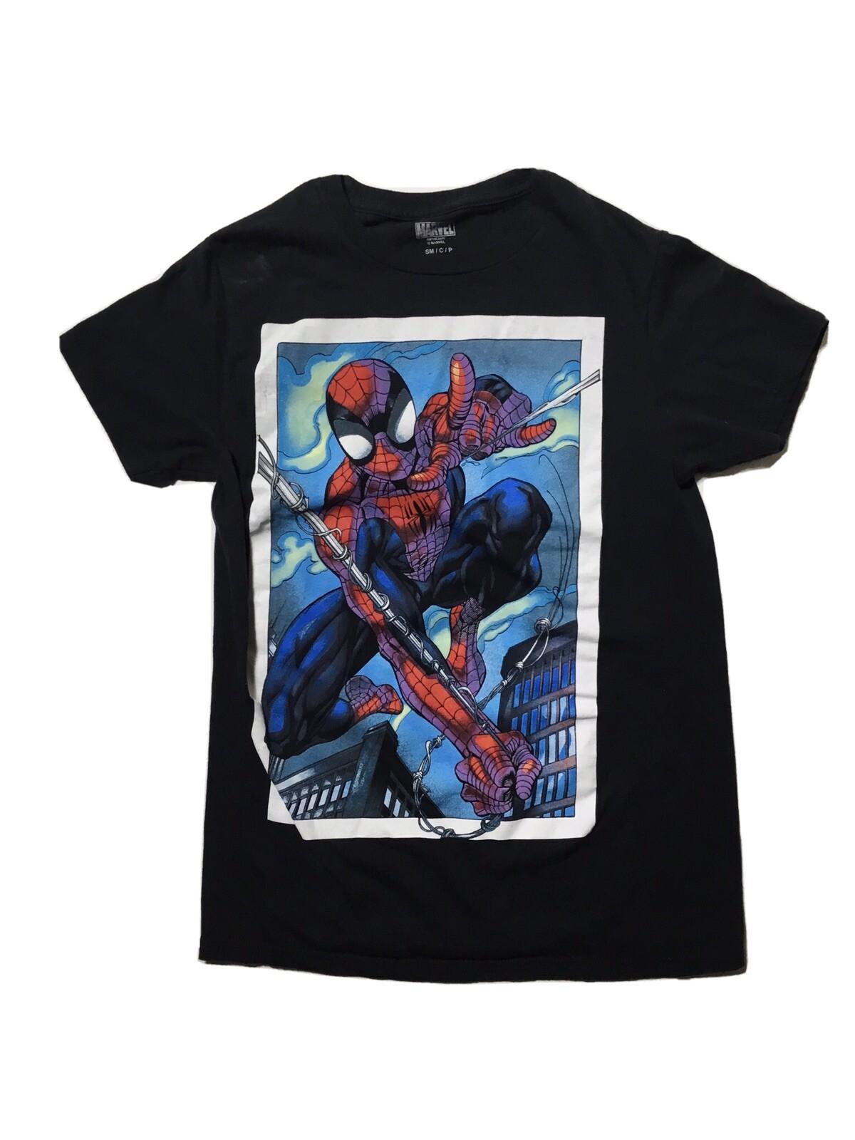 Marvel Spiderman T Shirt Graphic Short Sleeve Black Size Small S разноцветный