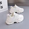 New autumn leather lightweight casual anti slip sports shoes with thick sole and height increasing dad shoes