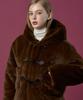 Koleat [Mink Ver.] Hooded Oversized Duffle Quilted Shearling Jacket [Brown] Vegan Fur Ver.