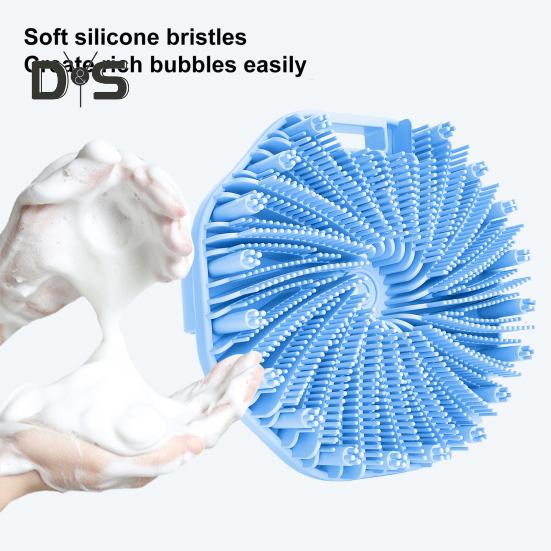 Silikon-Badebürste, Peeling-Körperschrubber für empfindliche Haut mit Massagesäulen, Anti-Rutsch-Griff, Körperbürste