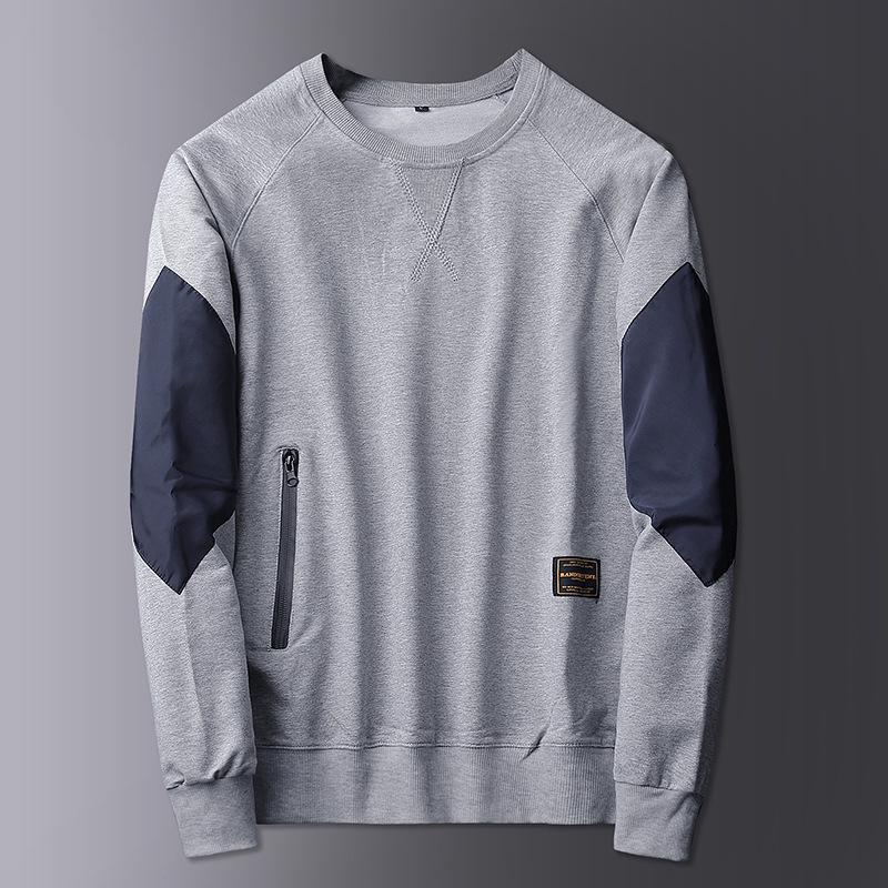 Men's Trendy Autumn Color Block Round Neck Sweatshirt - Loose Fit, Korean Style