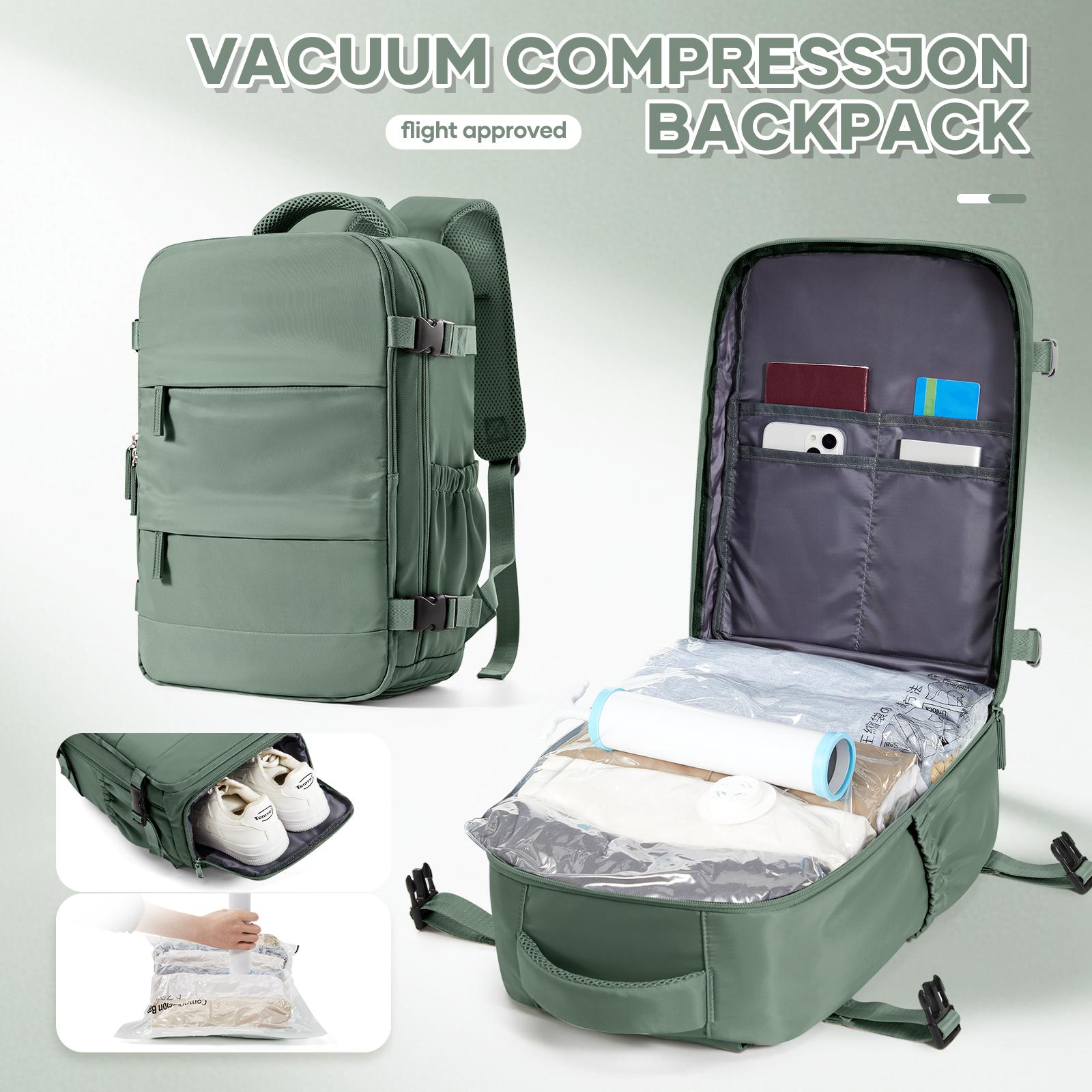 

Вакуумные пакеты для одежды, Ryanair 40x20x25 Дорожный рюкзак Вакуумные пакеты для хранения Сумка-органайзер для чемодана Ручная кладь Рюкзак зелёный