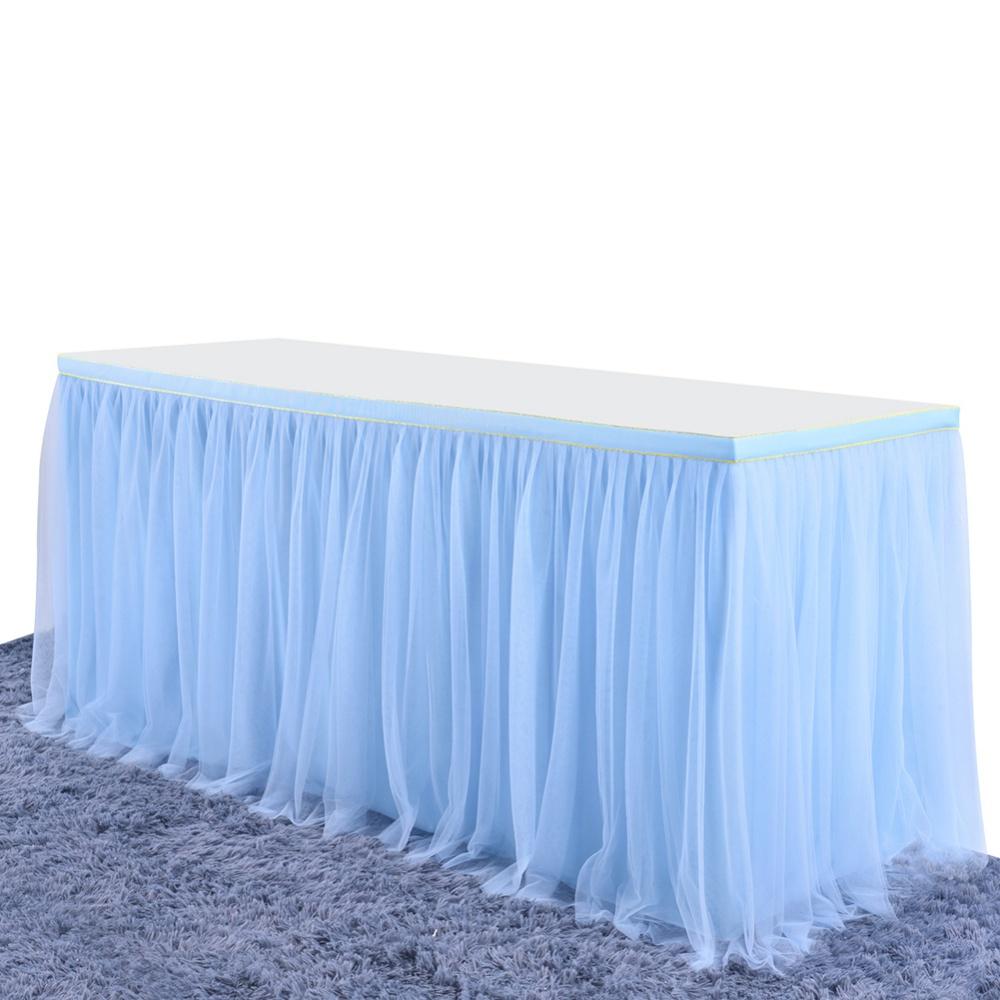 6/9/14Ft Tulle Table Skirt Rectangular Table Decoration Gauze Cloth Cover For Wedding Party