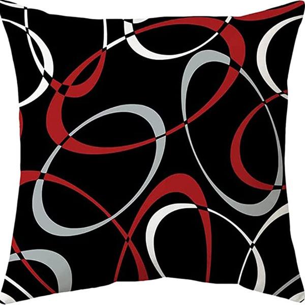 Popular Simple Geometric Abstract Red Black Striped Sofa Cushion Pillow Case Home Removable Washable