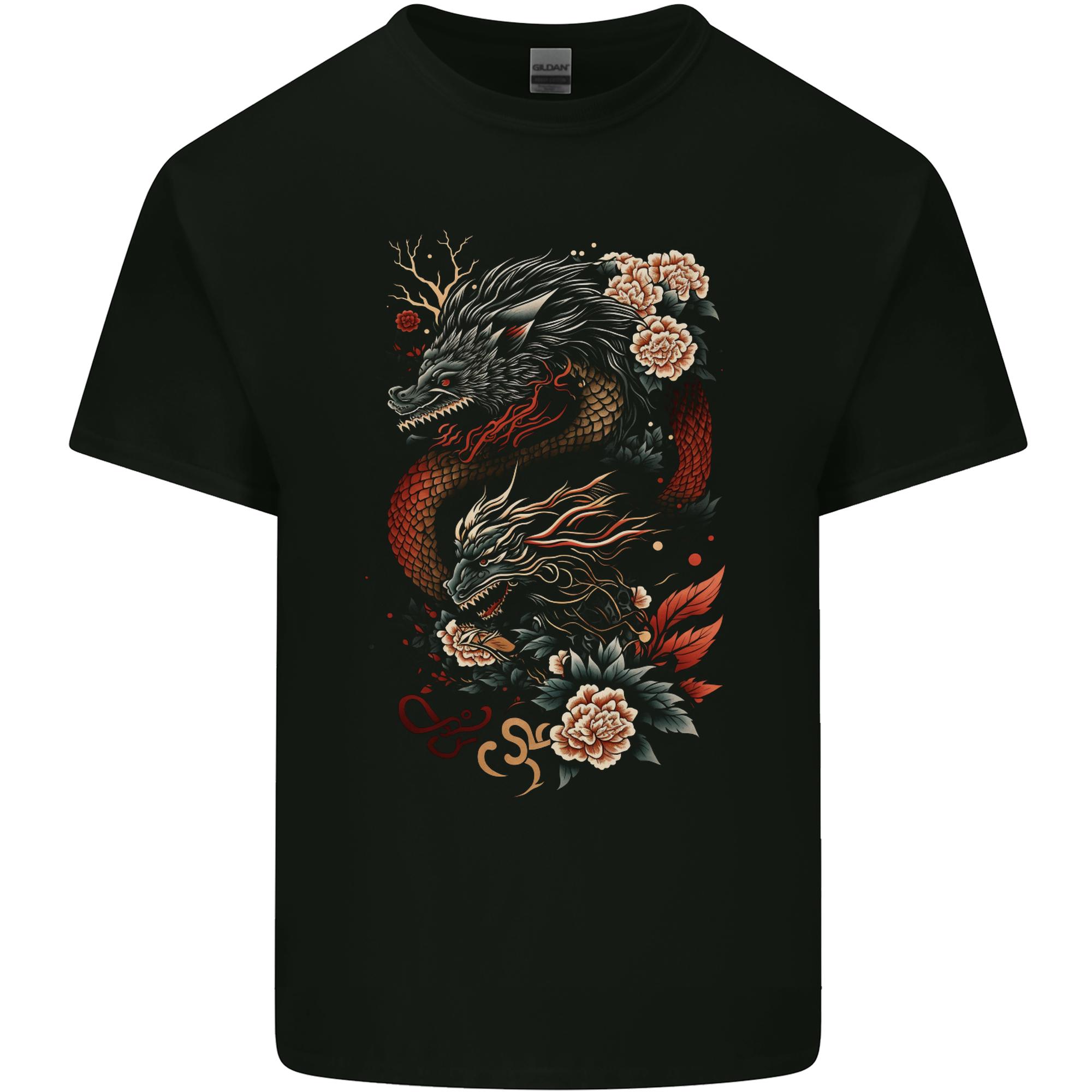 2 Chinese Dragons Fantasy Unisexs Light Cotton TShirt S