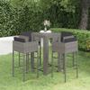 5 Pcs Garden Bar Set and Cushions Woven Resin