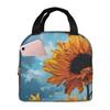 Vibrant Sunflower Vintage Oil Painting Insulated Lunch Bag for Women Children Portable Food Boxes Thermal Lunch Box Tote